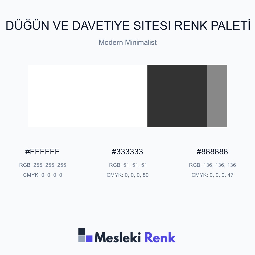 Düğün ve Davetiye Sitesi Modern Minimalist Renk Paleti