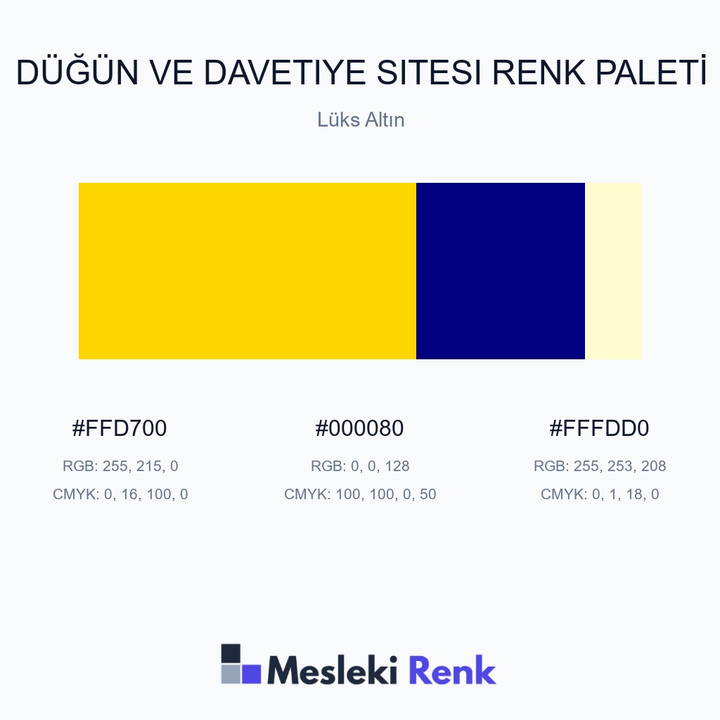 Düğün ve Davetiye Sitesi Lüks Altın Renk Paleti