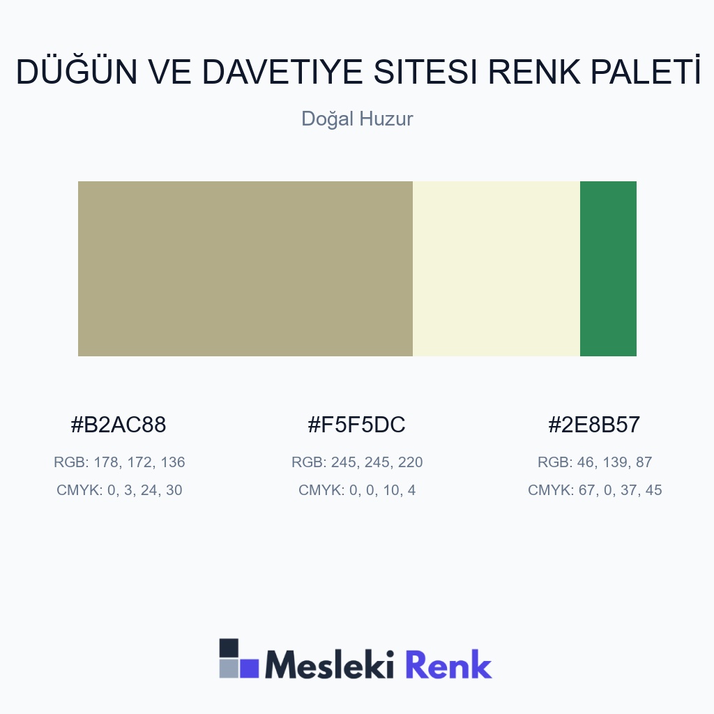 Düğün ve Davetiye Sitesi Doğal Huzur Renk Paleti