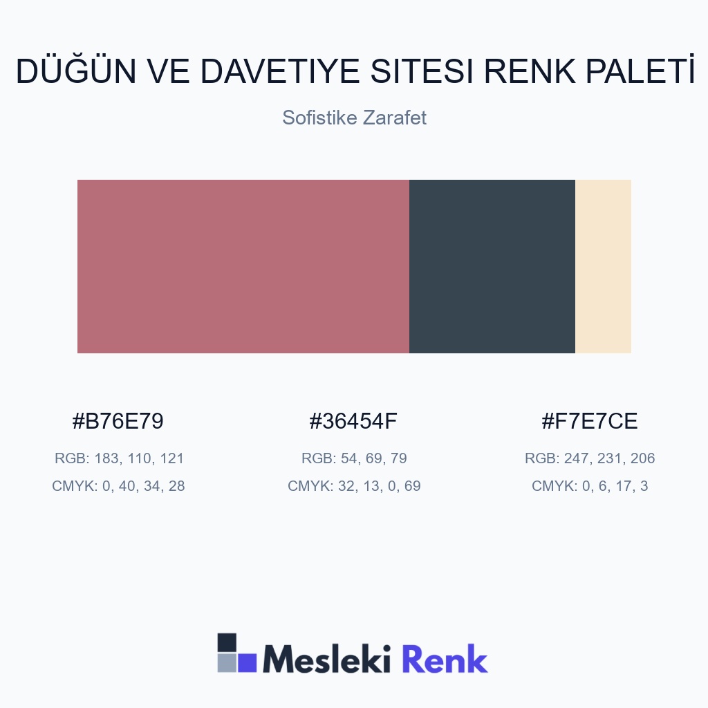 Düğün ve Davetiye Sitesi Sofistike Zarafet Renk Paleti