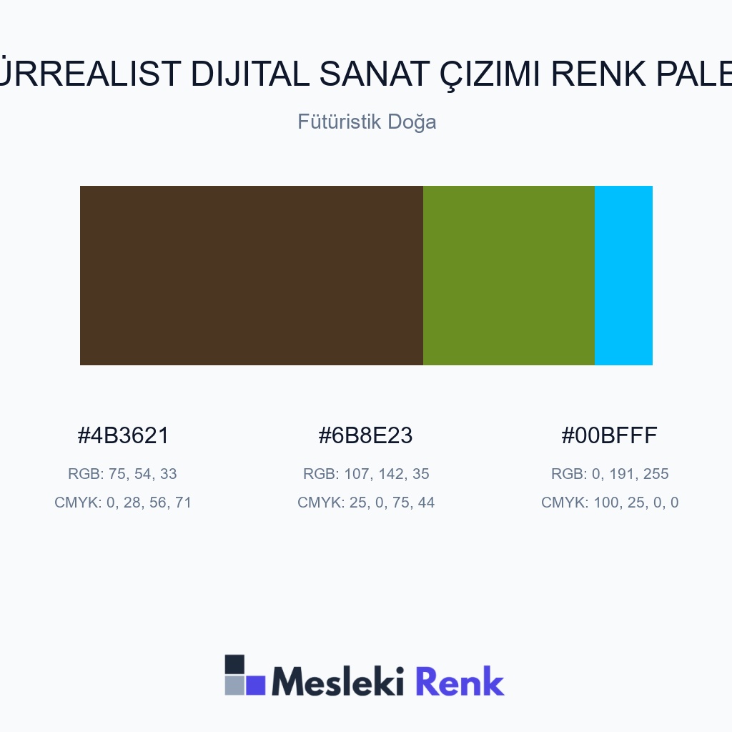 Sürrealist Dijital Sanat Çizimi Fütüristik Doğa Renk Paleti