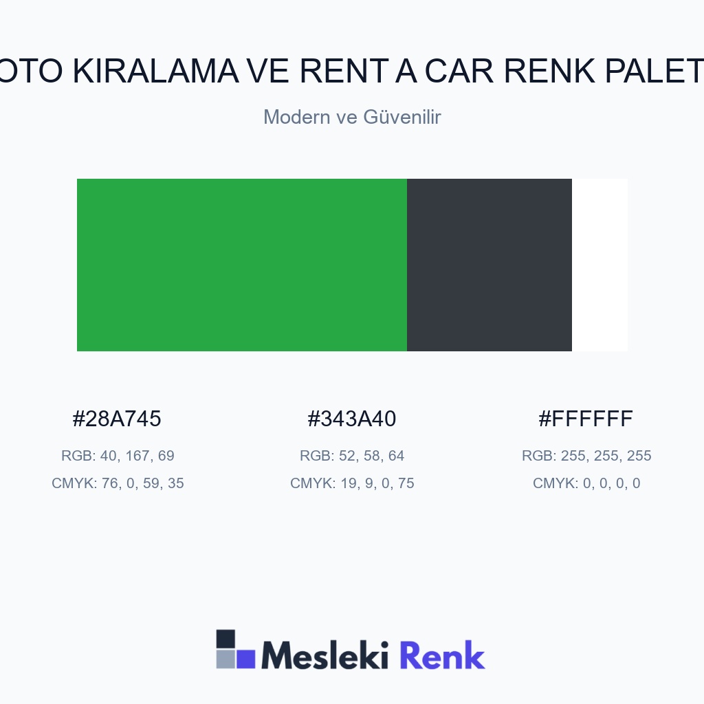 Oto Kiralama ve Rent A Car Modern ve Güvenilir Renk Paleti