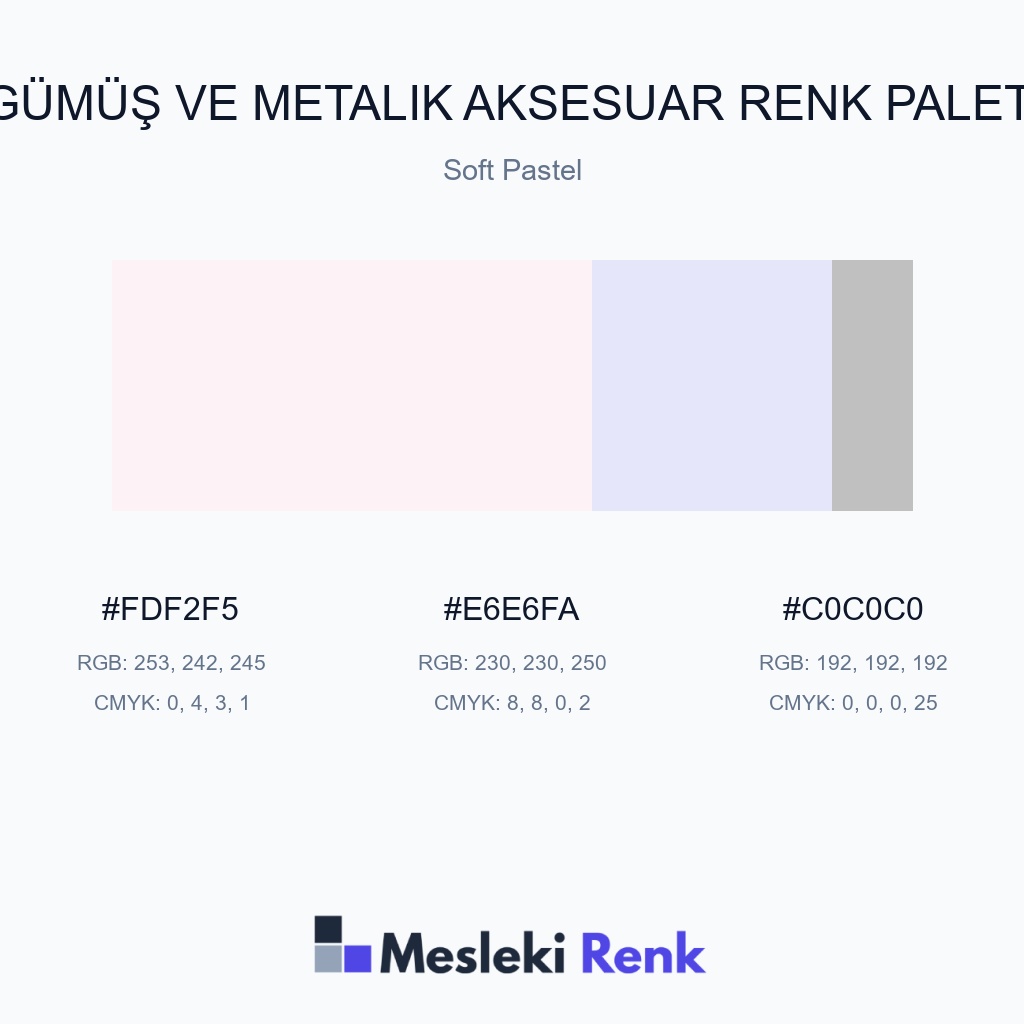 Gümüş ve Metalik Aksesuar Soft Pastel Renk Paleti