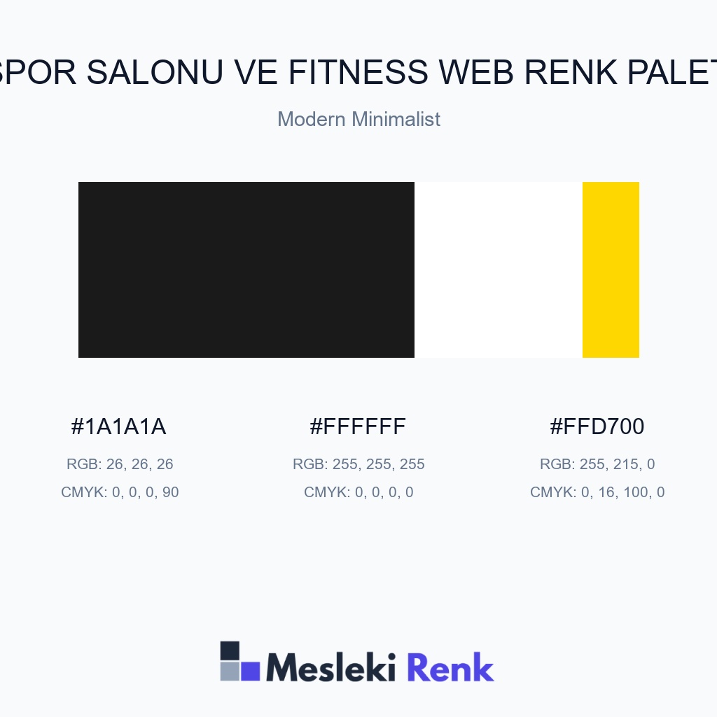 Spor Salonu ve Fitness Web Modern Minimalist Renk Paleti