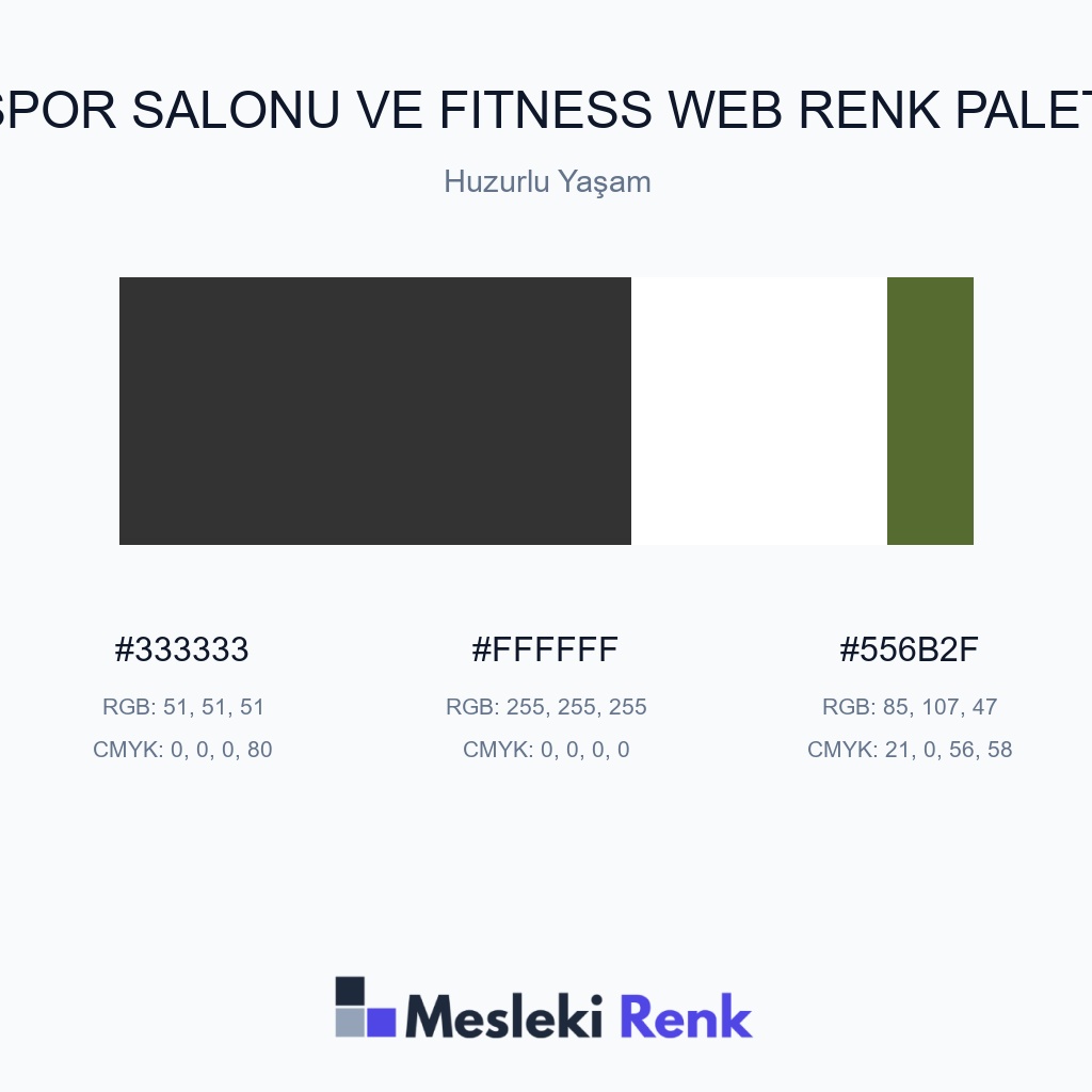 Spor Salonu ve Fitness Web Huzurlu Yaşam Renk Paleti