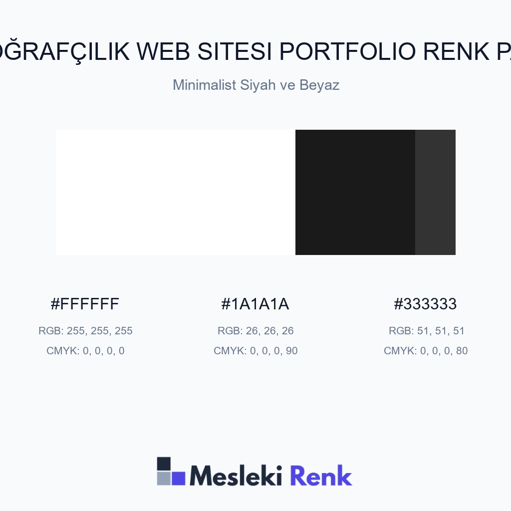 Fotoğrafçılık Web Sitesi Portfolio Minimalist Siyah ve Beyaz Renk Paleti
