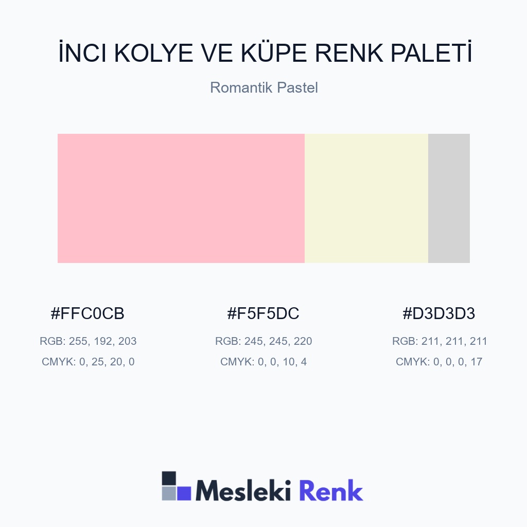 İnci Kolye ve Küpe Romantik Pastel Renk Paleti