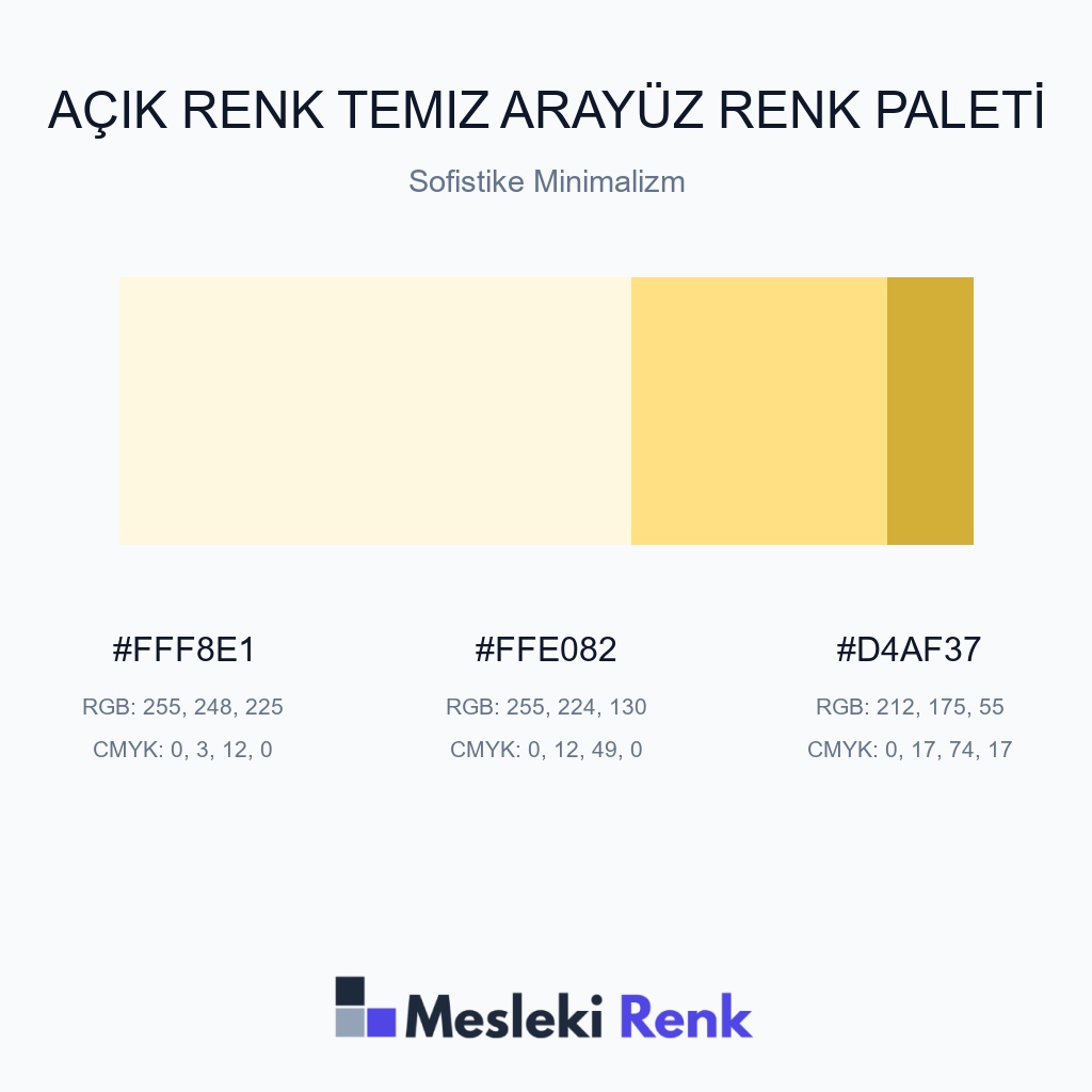 Açık Renk Temiz Arayüz Sofistike Minimalizm Renk Paleti