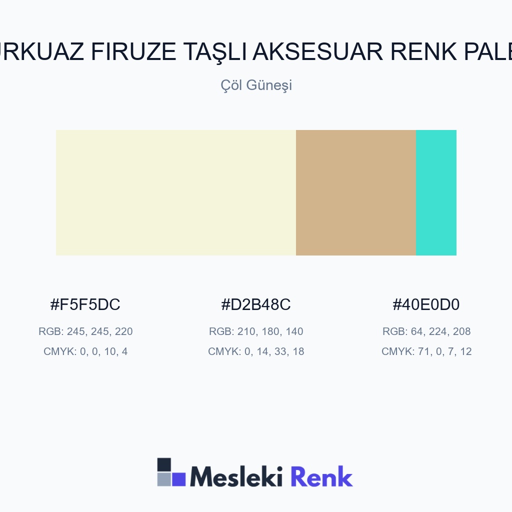 Turkuaz Firuze Taşlı Aksesuar Çöl Güneşi Renk Paleti