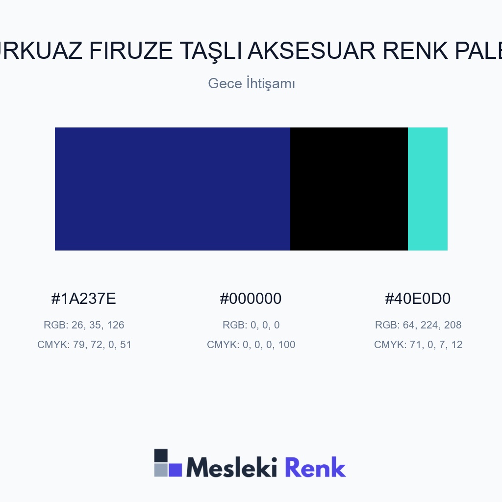 Turkuaz Firuze Taşlı Aksesuar Gece İhtişamı Renk Paleti