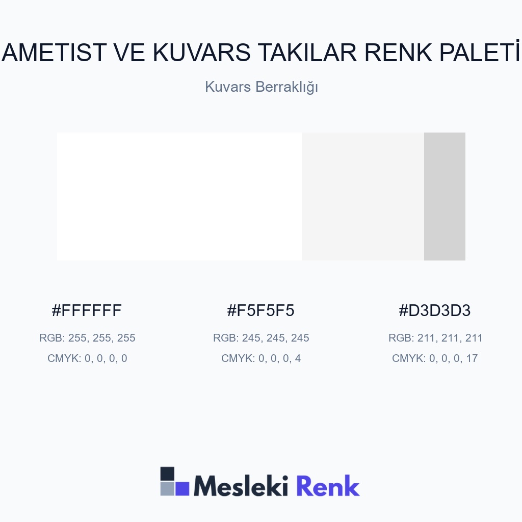Ametist ve Kuvars Takılar Kuvars Berraklığı Renk Paleti