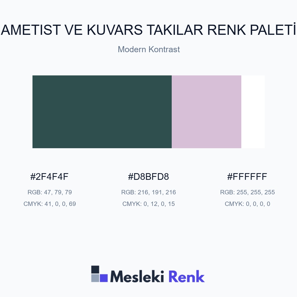 Ametist ve Kuvars Takılar Modern Kontrast Renk Paleti