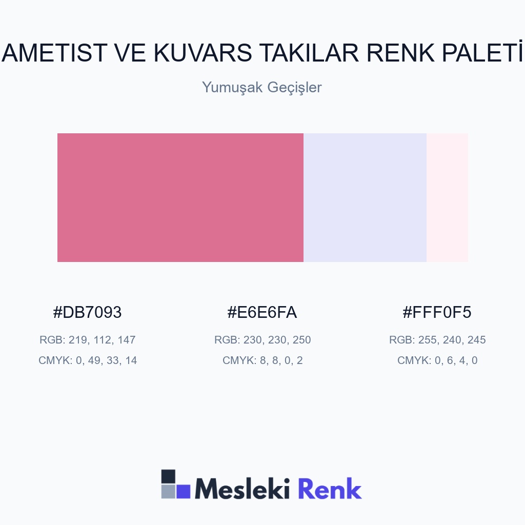 Ametist ve Kuvars Takılar Yumuşak Geçişler Renk Paleti