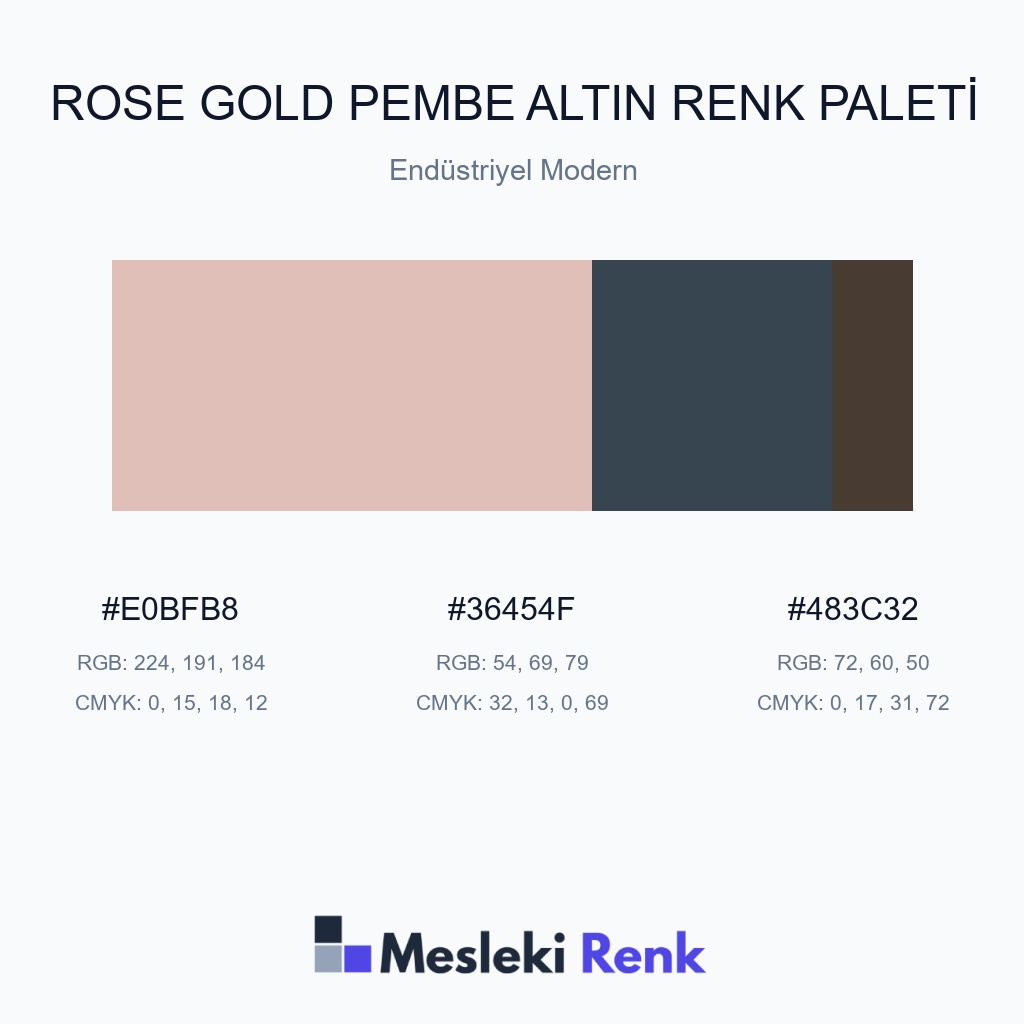 Rose Gold Pembe Altın Endüstriyel Modern Renk Paleti