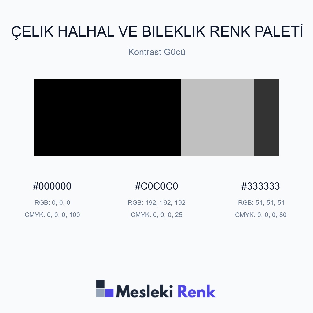 Çelik Halhal ve Bileklik Kontrast Gücü Renk Paleti