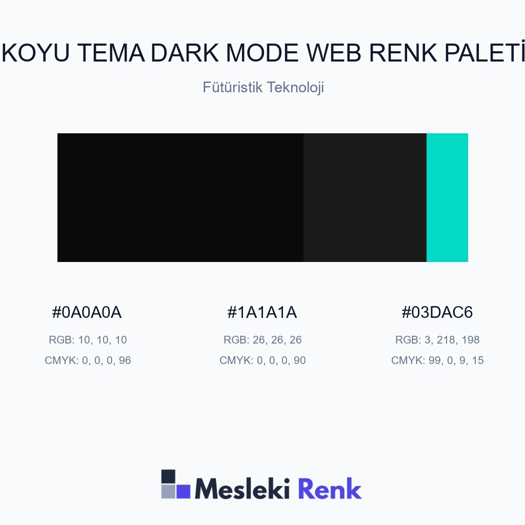 Koyu Tema Dark Mode Web Fütüristik Teknoloji Renk Paleti