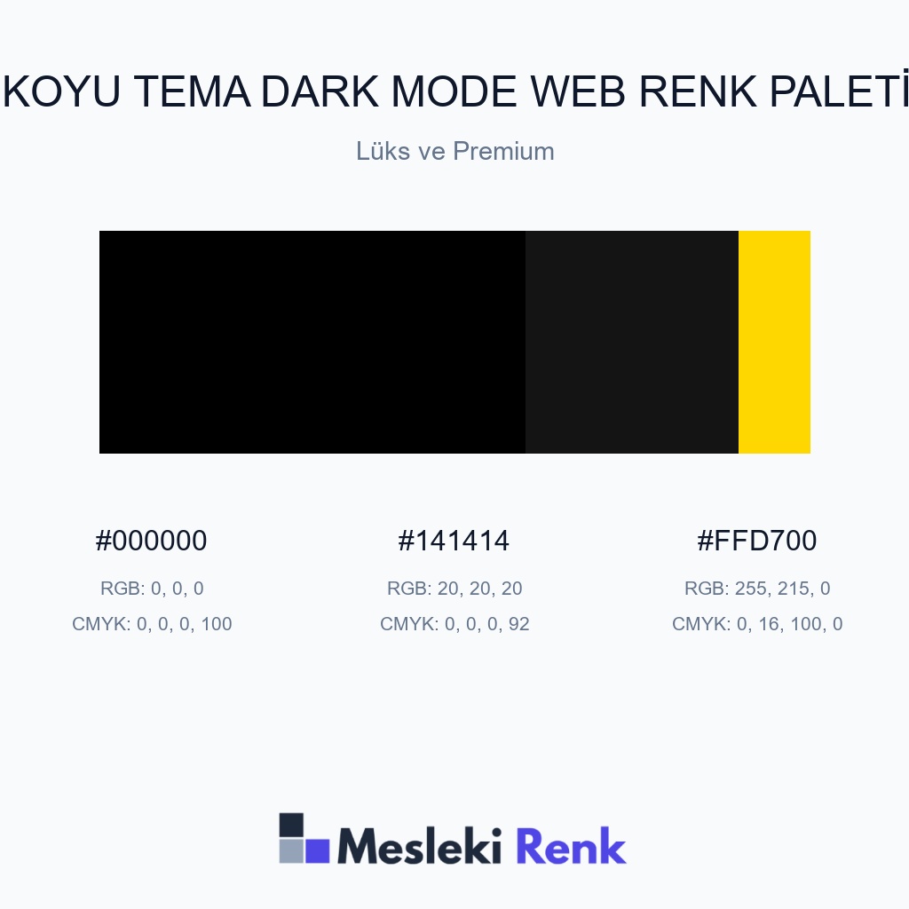 Koyu Tema Dark Mode Web Lüks ve Premium Renk Paleti