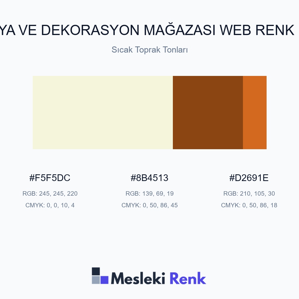 Mobilya ve Dekorasyon Mağazası Web Sıcak Toprak Tonları Renk Paleti