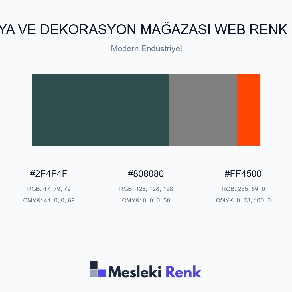 Mobilya ve Dekorasyon Mağazası Web Modern Endüstriyel Renk Paleti