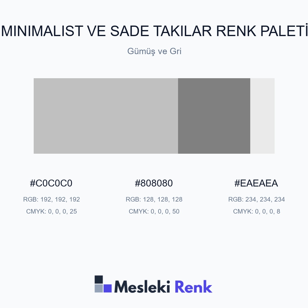 Minimalist ve Sade Takılar Gümüş ve Gri Renk Paleti