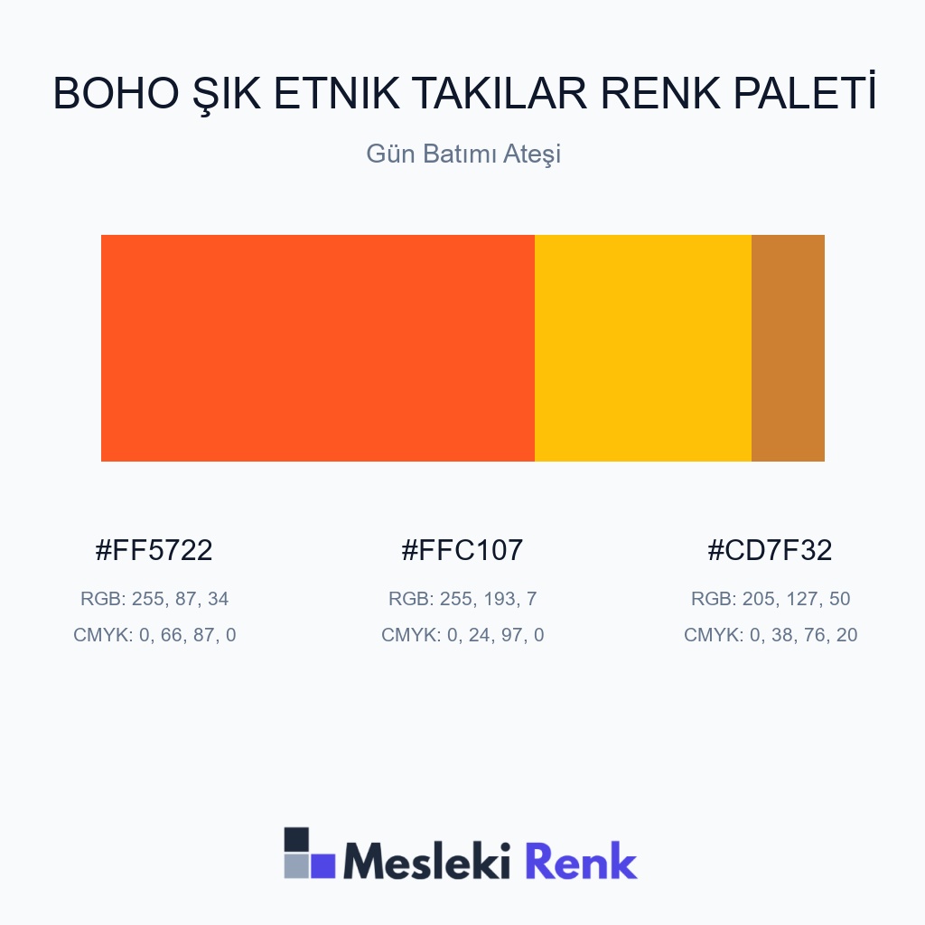 Boho Şık Etnik Takılar Gün Batımı Ateşi Renk Paleti