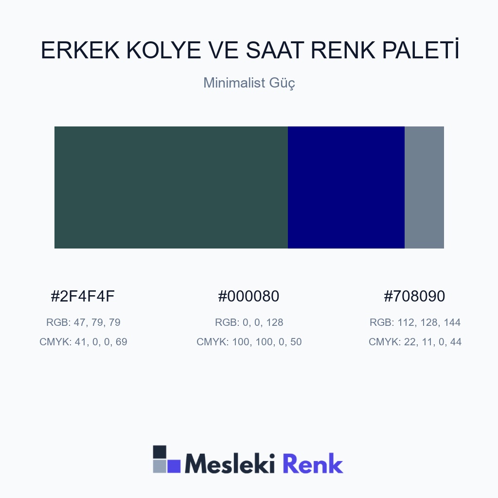 Erkek Kolye ve Saat Minimalist Güç Renk Paleti