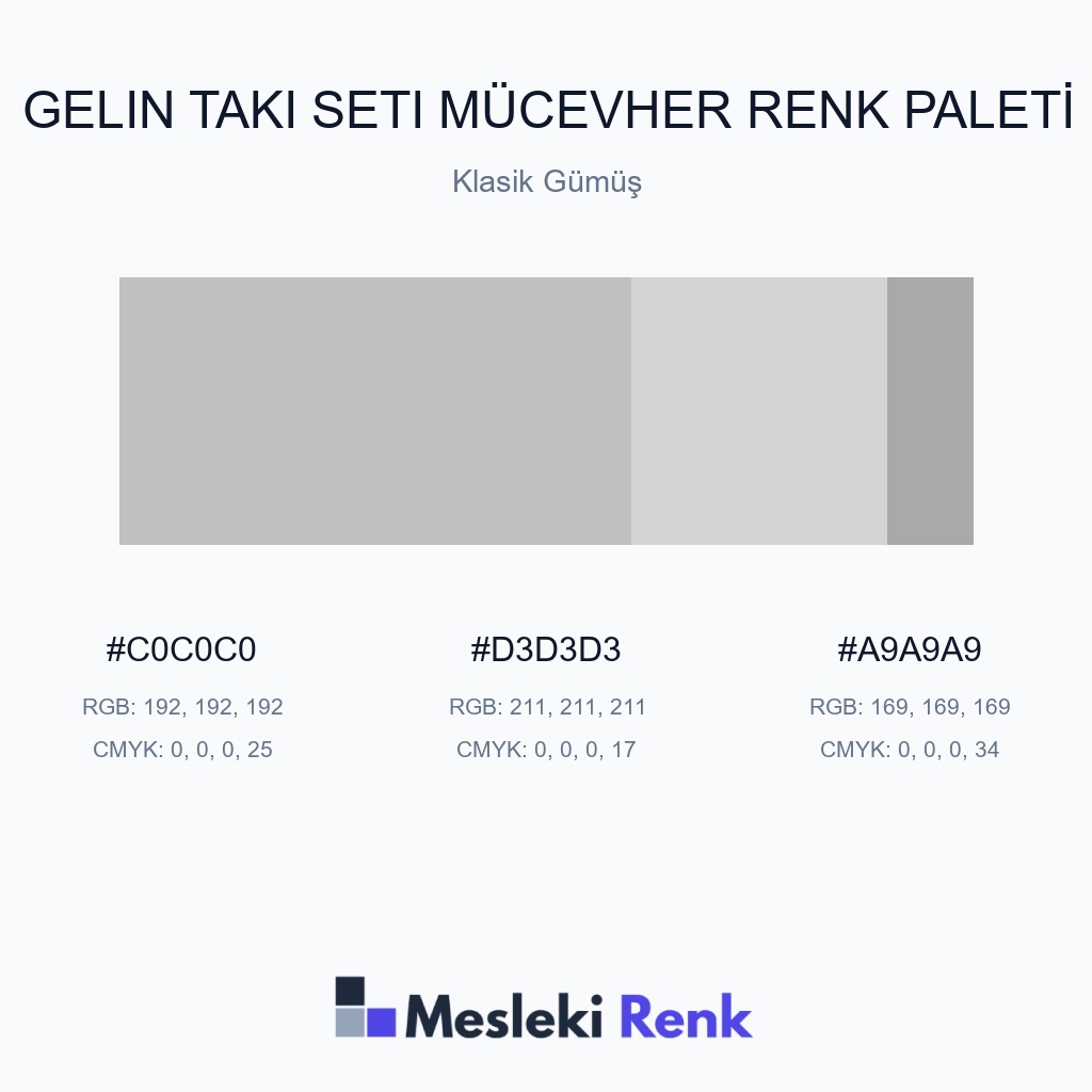 Gelin Takı Seti Mücevher Klasik Gümüş Renk Paleti