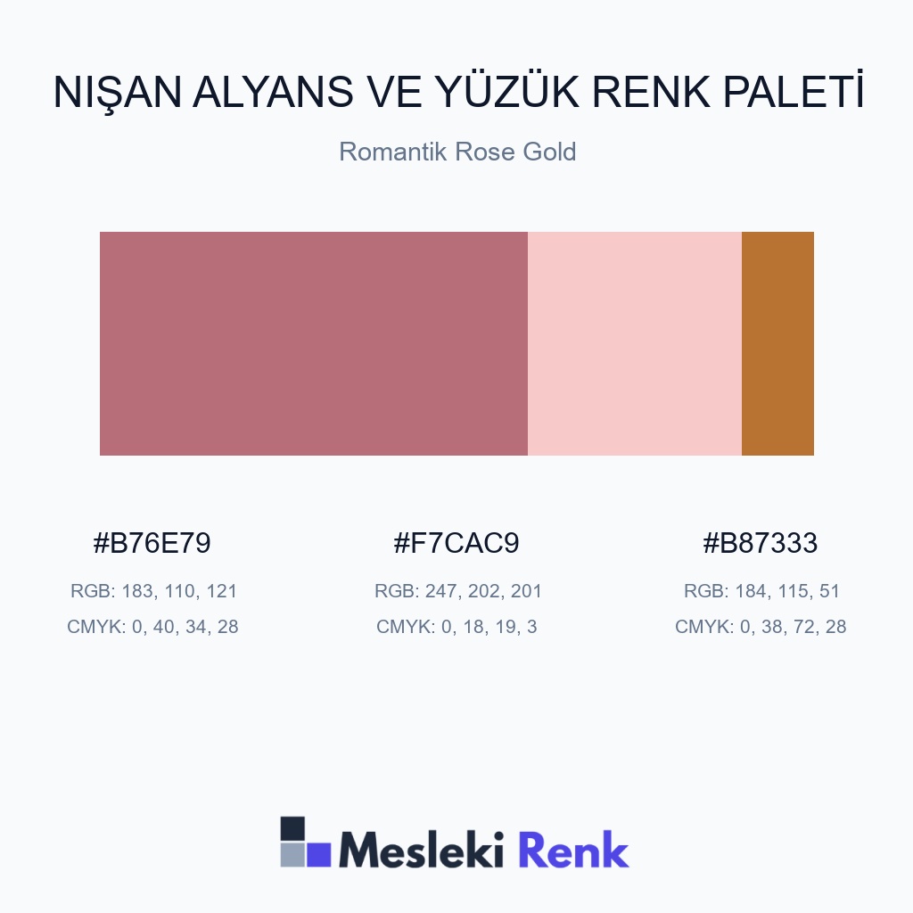 Nişan Alyans ve Yüzük Romantik Rose Gold Renk Paleti