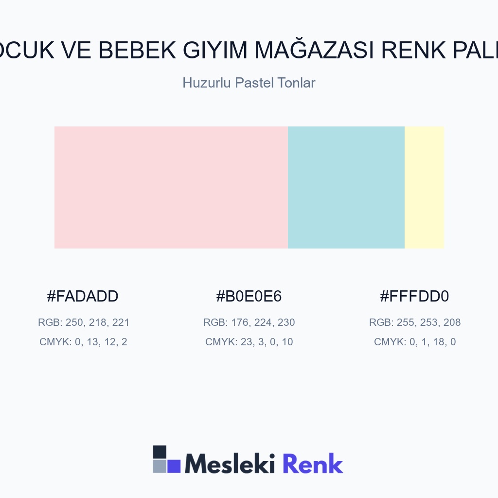 Çocuk ve Bebek Giyim Mağazası Huzurlu Pastel Tonlar Renk Paleti