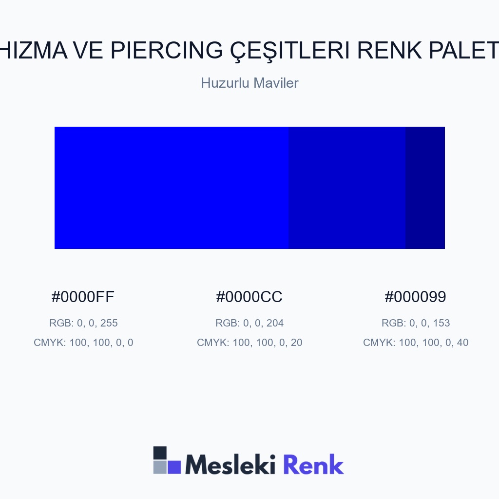 Hızma ve Piercing Çeşitleri Huzurlu Maviler Renk Paleti