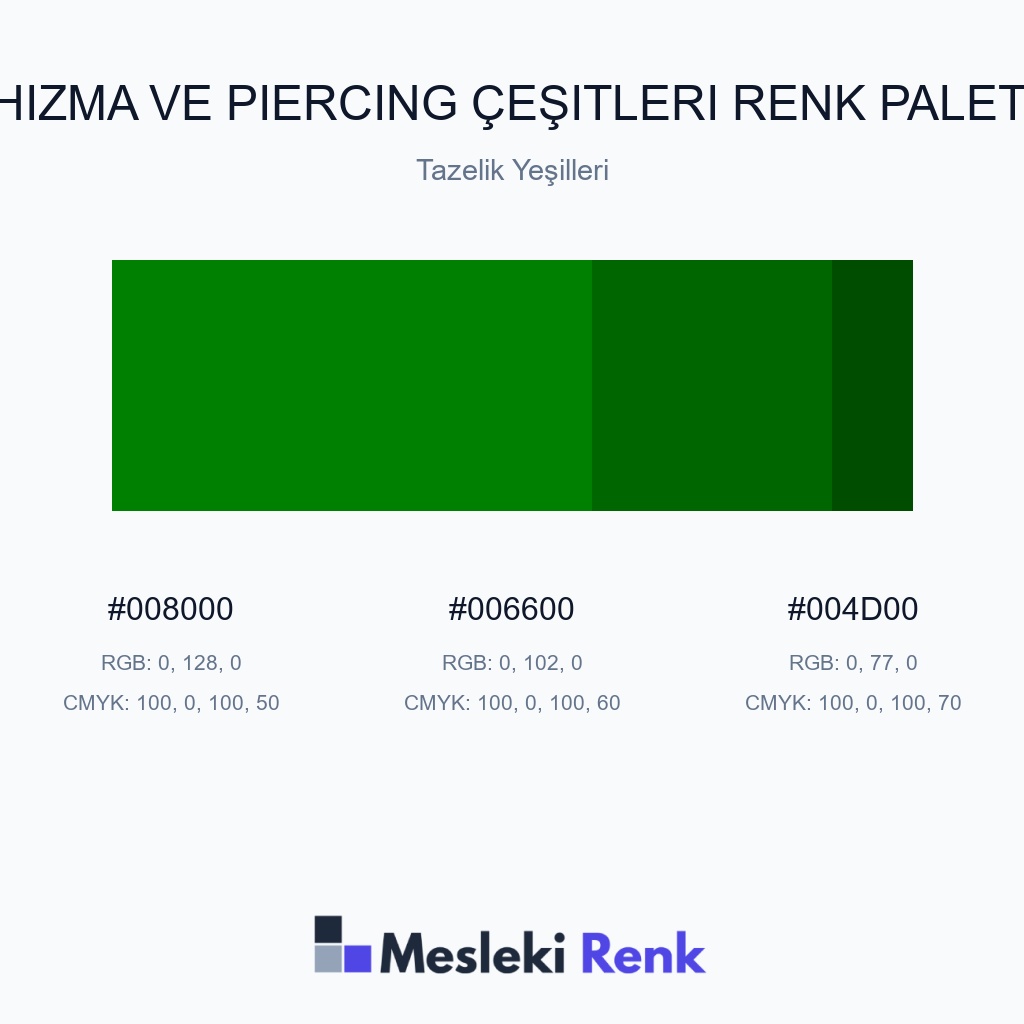 Hızma ve Piercing Çeşitleri Tazelik Yeşilleri Renk Paleti