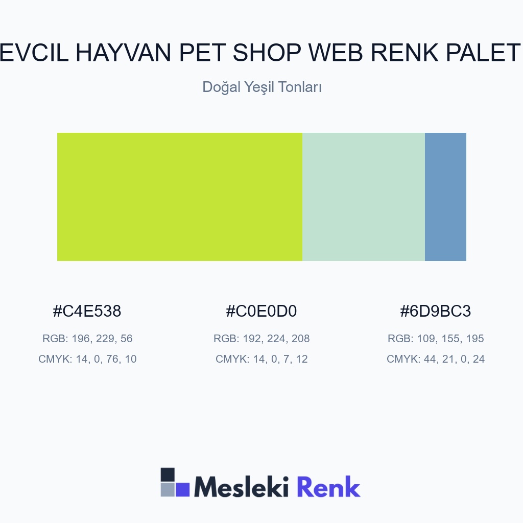 Evcil Hayvan Pet Shop Web Doğal Yeşil Tonları Renk Paleti