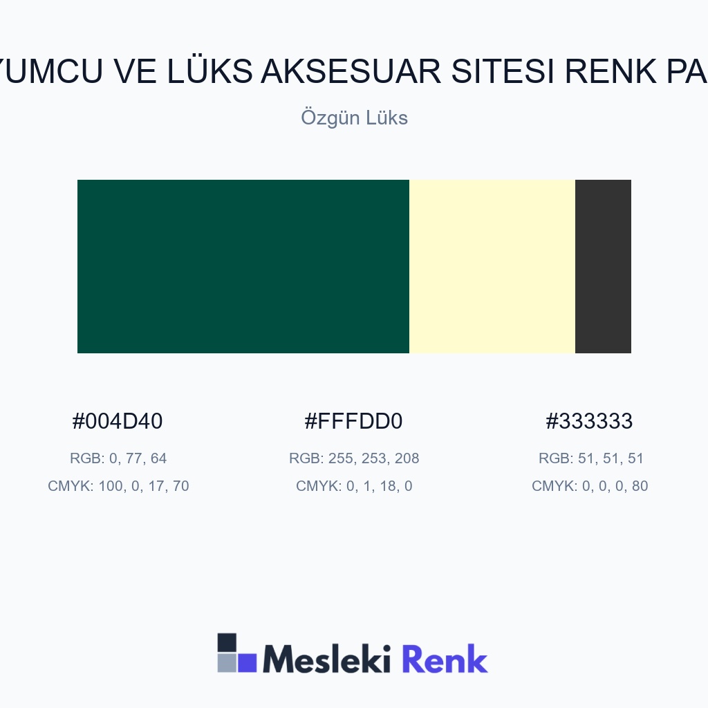 Kuyumcu ve Lüks Aksesuar Sitesi Özgün Lüks Renk Paleti
