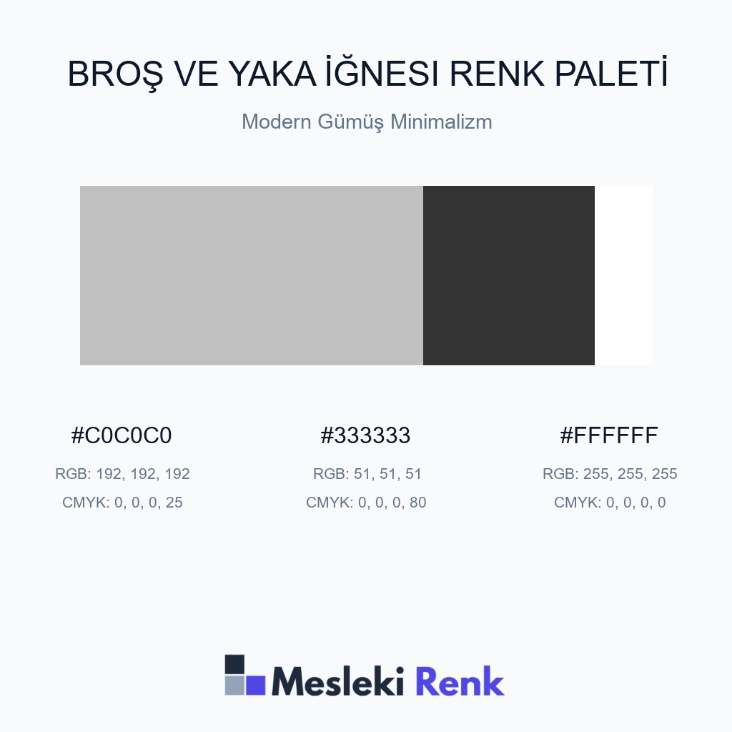 Broş ve Yaka İğnesi Modern Gümüş Minimalizm Renk Paleti