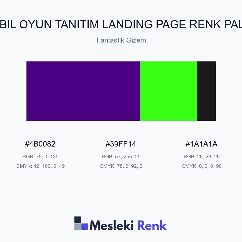 Mobil Oyun Tanıtım Landing Page Fantastik Gizem Renk Paleti