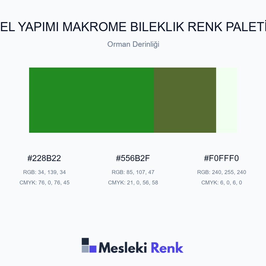 El Yapımı Makrome Bileklik Orman Derinliği Renk Paleti