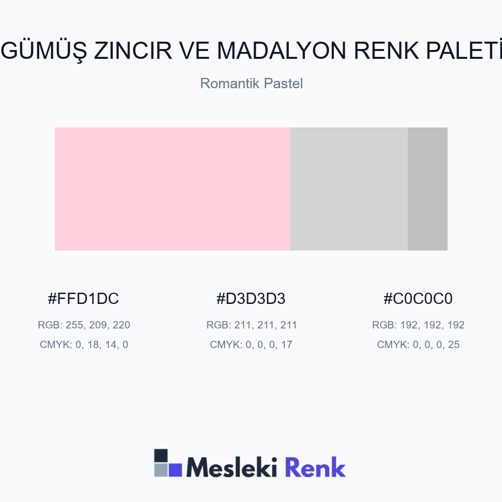 Gümüş Zincir ve Madalyon Romantik Pastel Renk Paleti