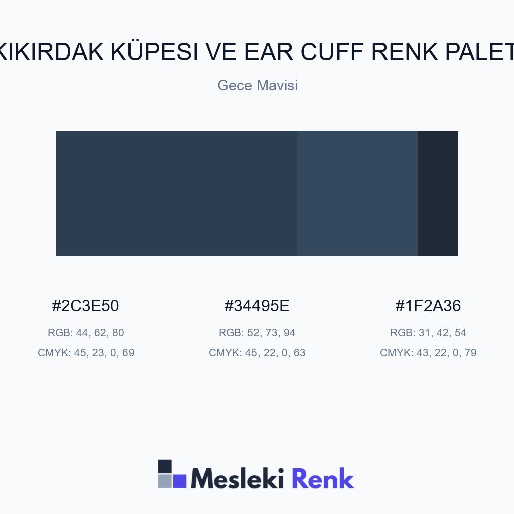 Kıkırdak Küpesi ve Ear Cuff Gece Mavisi Renk Paleti