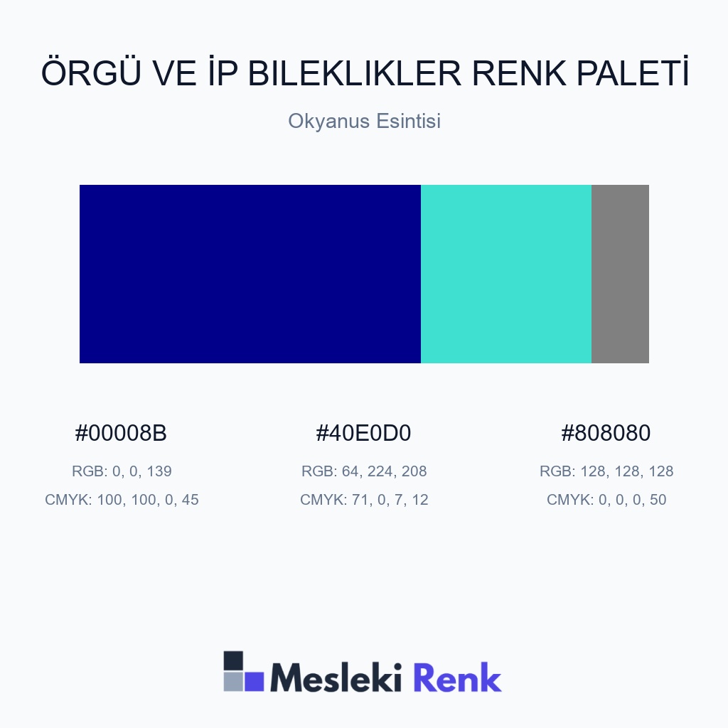 Örgü ve İp Bileklikler Okyanus Esintisi Renk Paleti