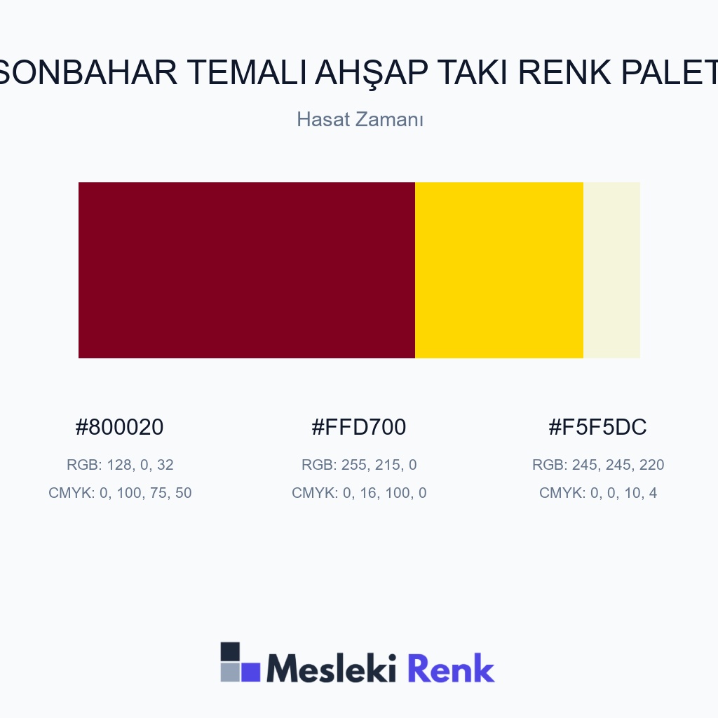 Sonbahar Temalı Ahşap Takı Hasat Zamanı Renk Paleti