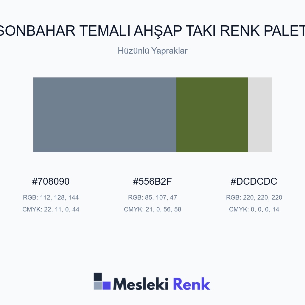 Sonbahar Temalı Ahşap Takı Hüzünlü Yapraklar Renk Paleti