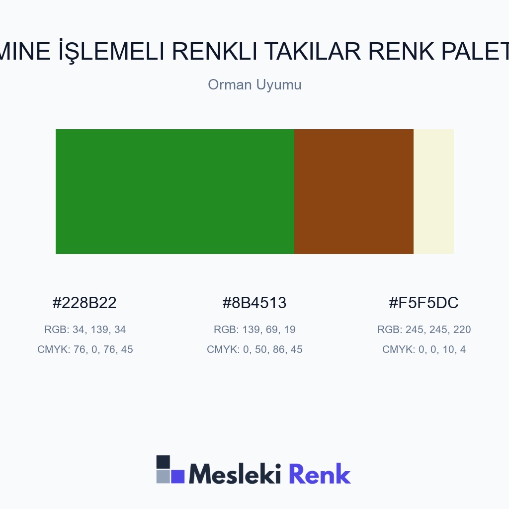 Mine İşlemeli Renkli Takılar Orman Uyumu Renk Paleti