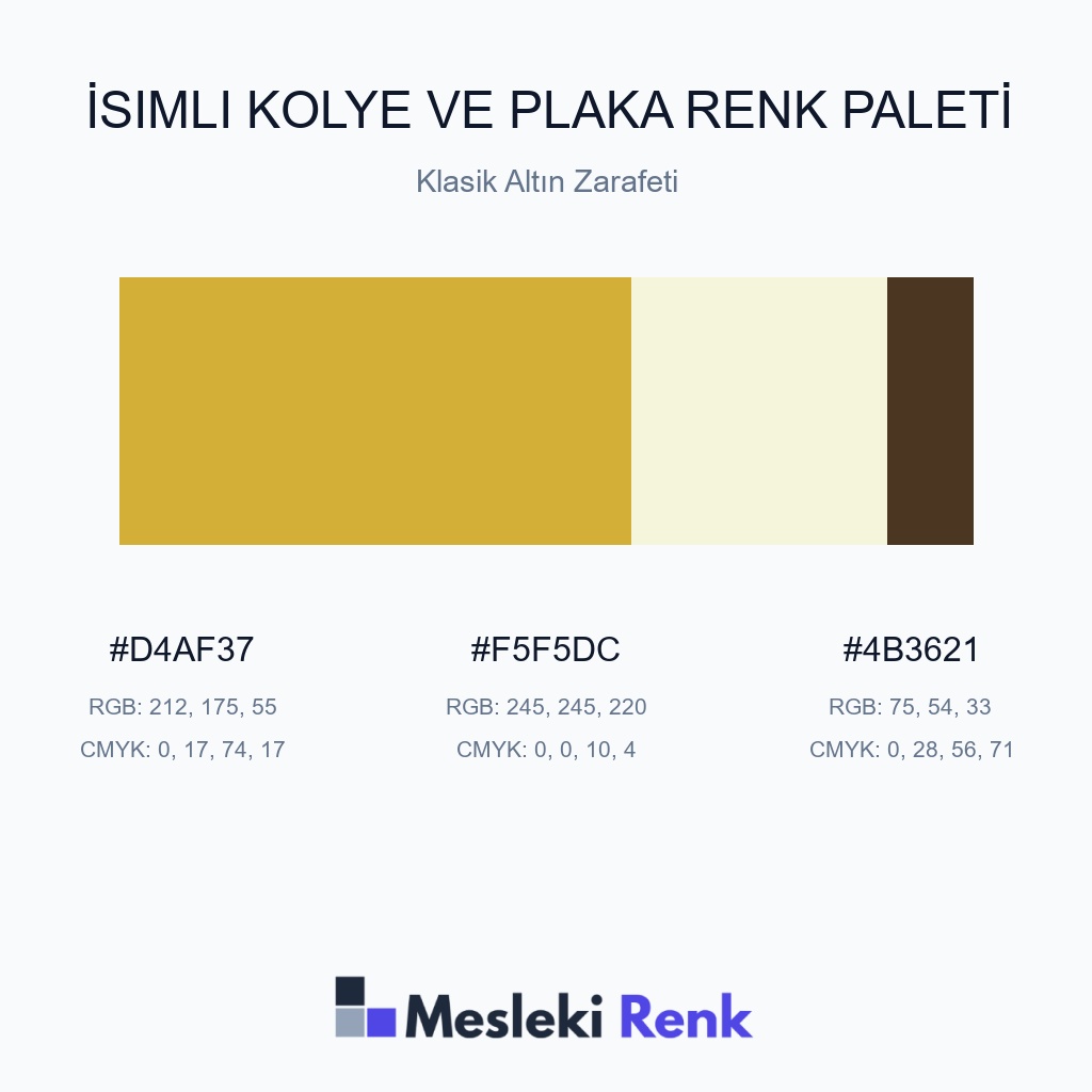 İsimli Kolye ve Plaka Klasik Altın Zarafeti Renk Paleti