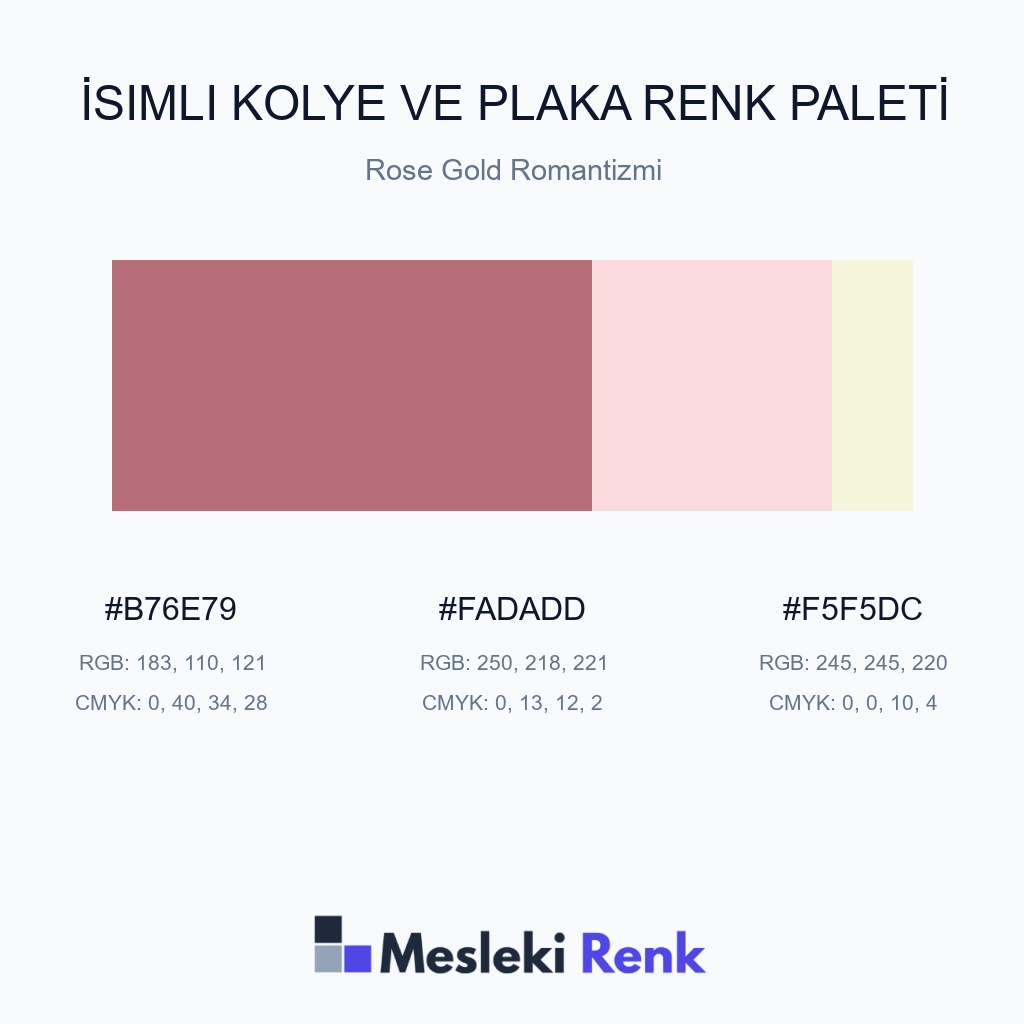 İsimli Kolye ve Plaka Rose Gold Romantizmi Renk Paleti