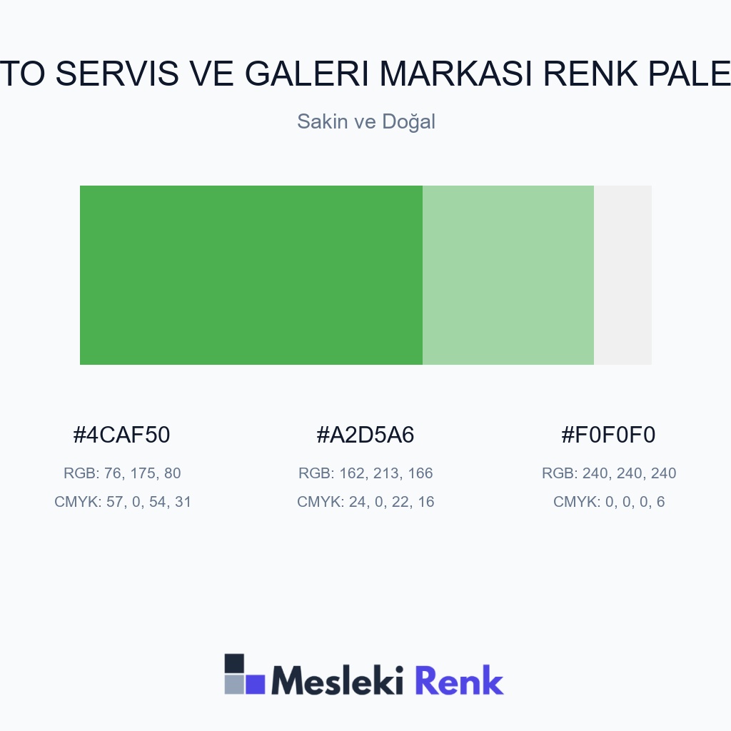 Oto Servis ve Galeri Markası Sakin ve Doğal Renk Paleti
