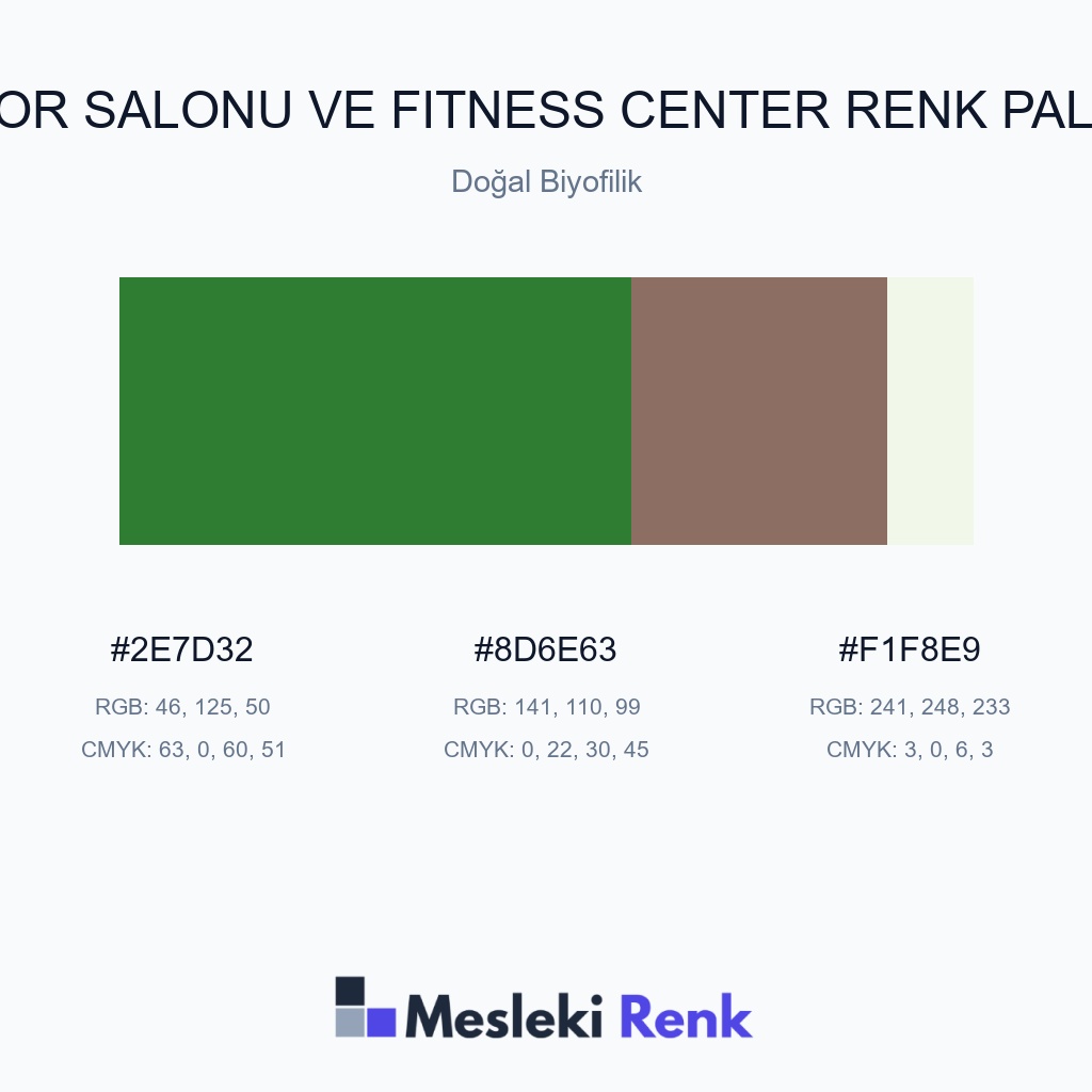 Spor Salonu ve Fitness Center Doğal Biyofilik Renk Paleti