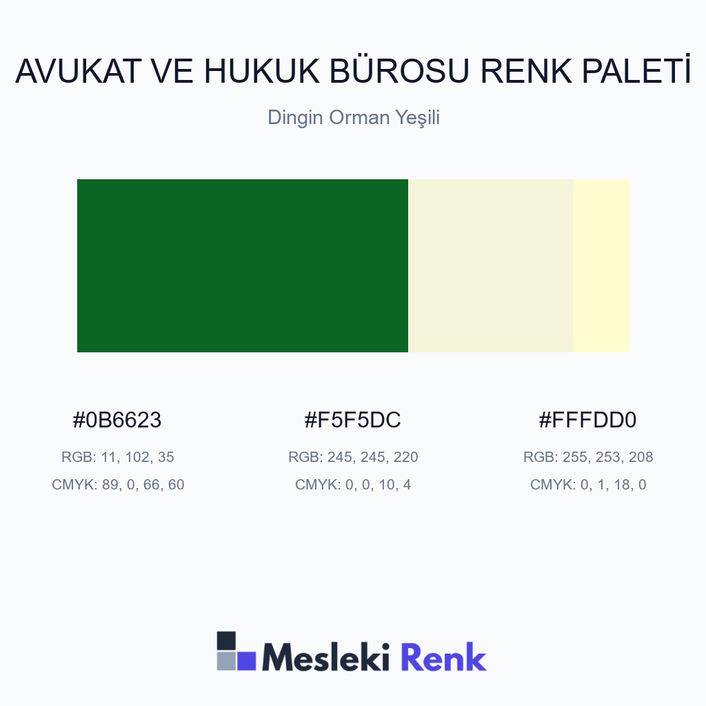 Avukat ve Hukuk Bürosu Dingin Orman Yeşili Renk Paleti
