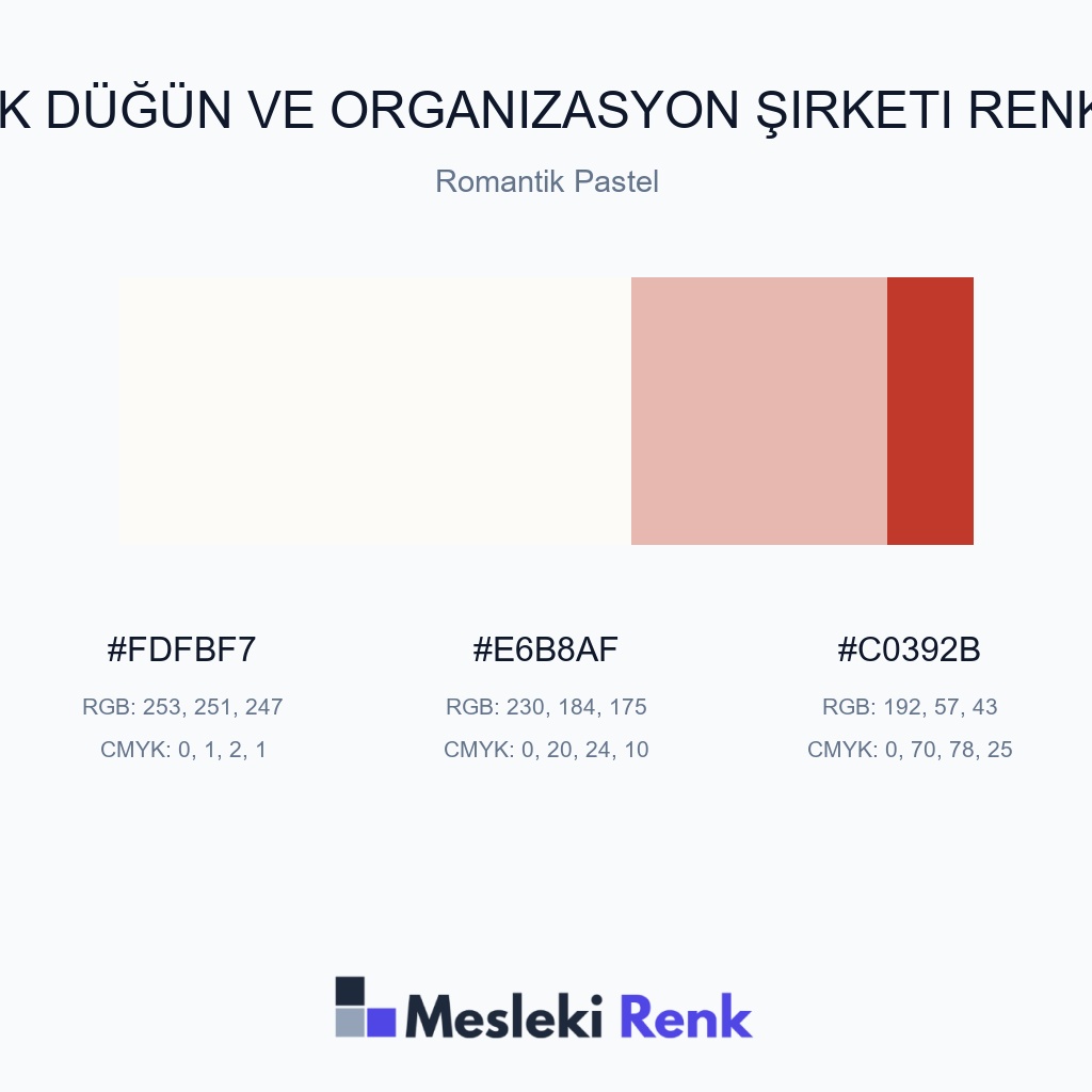Etkinlik Düğün ve Organizasyon Şirketi Romantik Pastel Renk Paleti