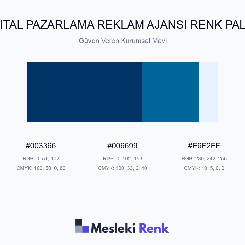 Dijital Pazarlama Reklam Ajansı Güven Veren Kurumsal Mavi Renk Paleti