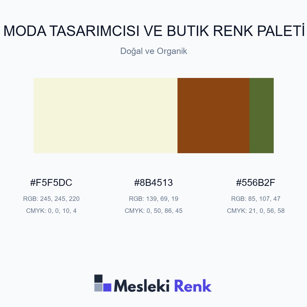 Moda Tasarımcısı ve Butik Doğal ve Organik Renk Paleti